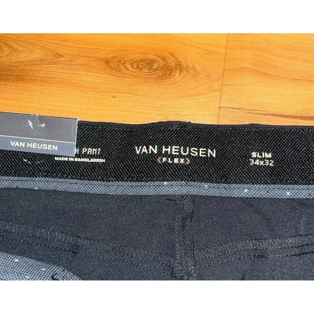 Mens NWT Van Heusen Flex Tech Slim Fit 5 Pocket Black Non-Iron‎ Pants - Picture 4 of 6